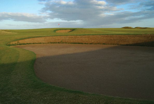 Shadows over the bunker on The Old Course, St Andrews, Scotland