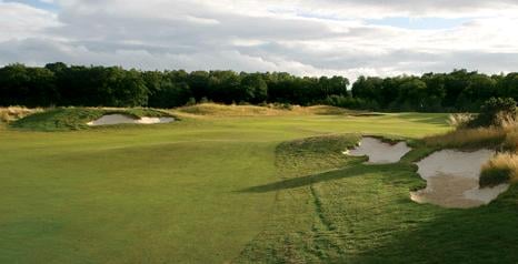 Down the fairway at The Old Course at St Andrews Golf Course, Scotland