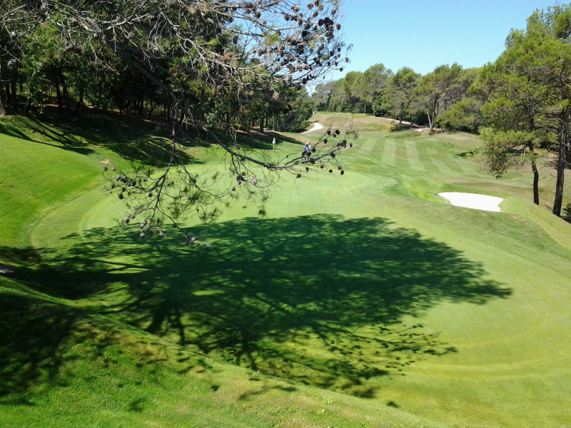 From the back of the green at Barbaroux Golf Club in Provence, France. Golf Planet Holidays.