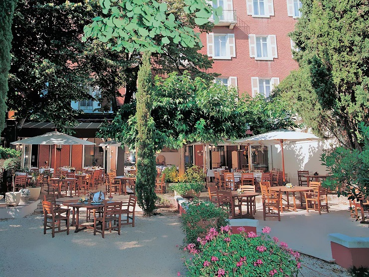 On the terrace at Hotel Imperator, Nimes, France. Golf Planet Holidays