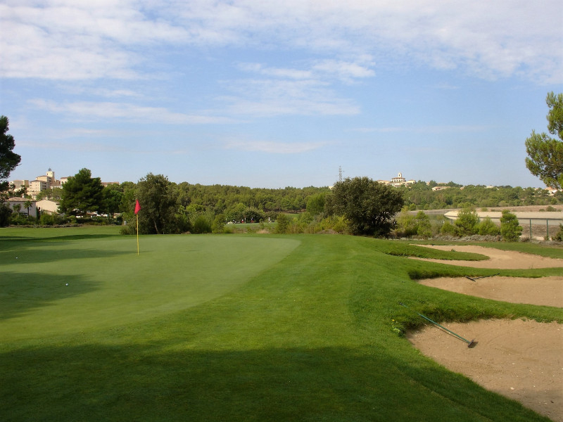 On the green at Pont Royal Golf Club, south of France. Golf Planet Holidays