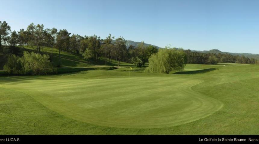 On the green at Sainte Baume Golf Club, Nans les Pins, Provence, France. Golf Planet Holidays.