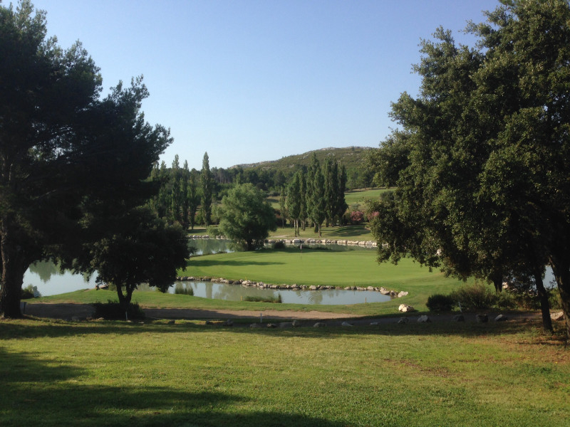 Towards the green at Servanes Golf Club, south of France. Golf Planet Holidays