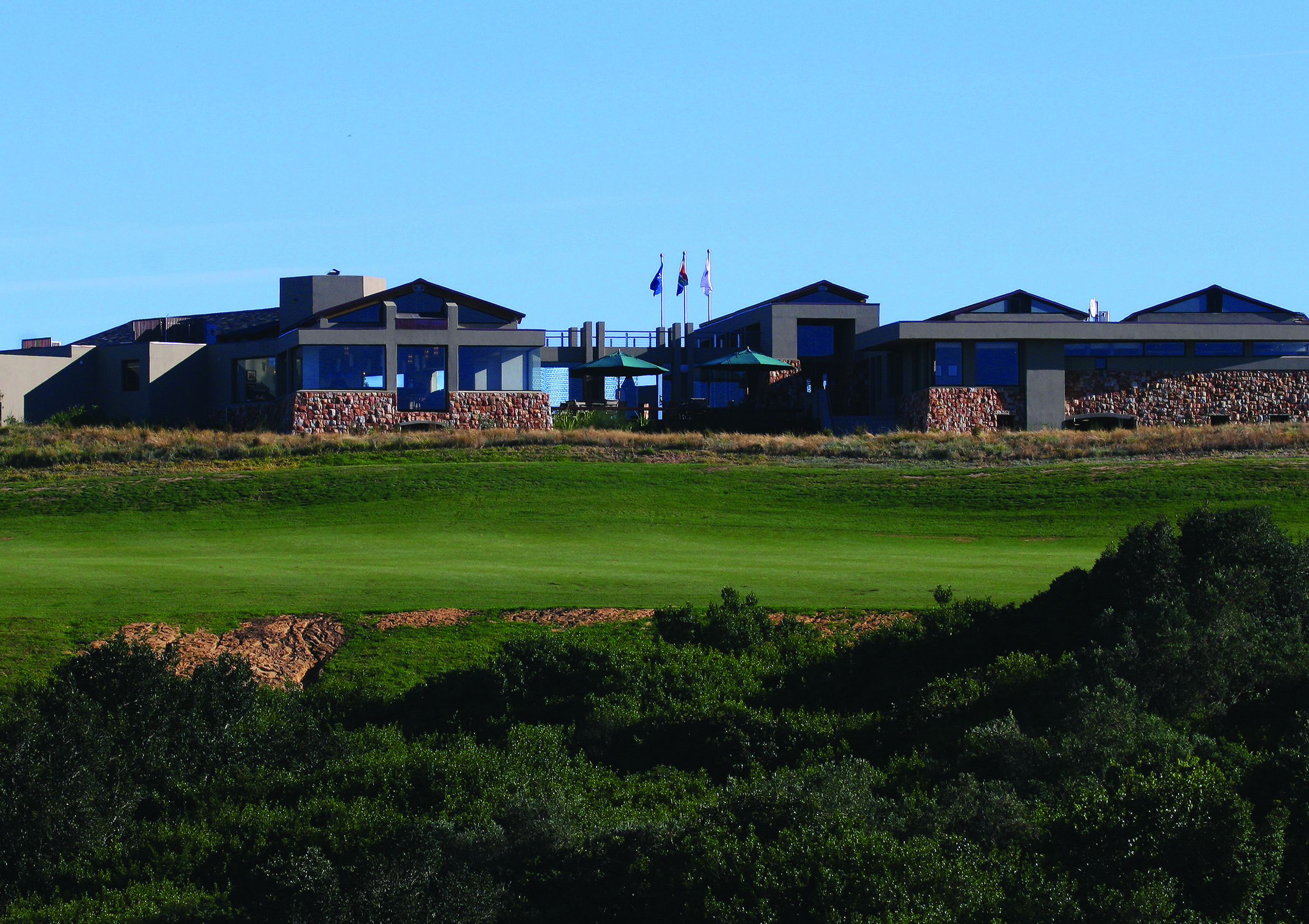 The clubhouse at Oubaii Golf Course, Herolds Bay, South Africa