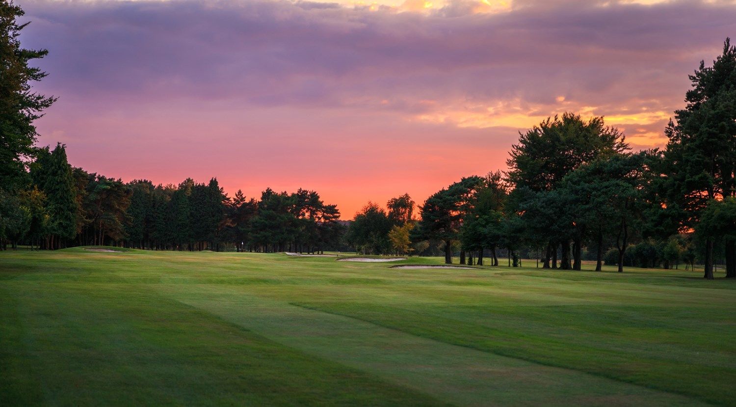 Sunset over Bristol and Clifton Golf Club, south west England