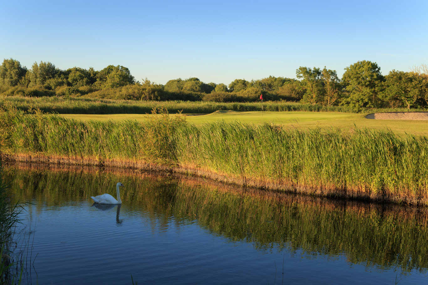 The eighth hole at Cooden Beach Golf Club, Bexhill-on-Sea, England
