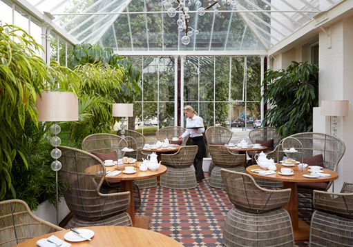 The conservatory at Malmaison Hotel, Cheltenham, England