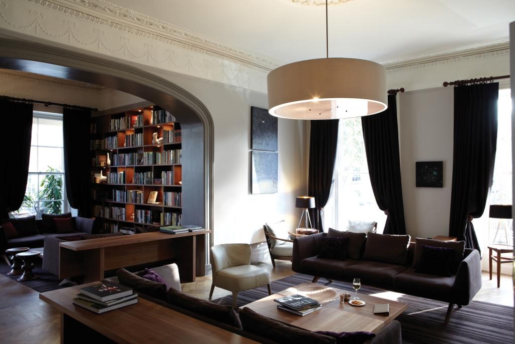 The attractive lounge at Malmaison Hotel, Cheltenham, England