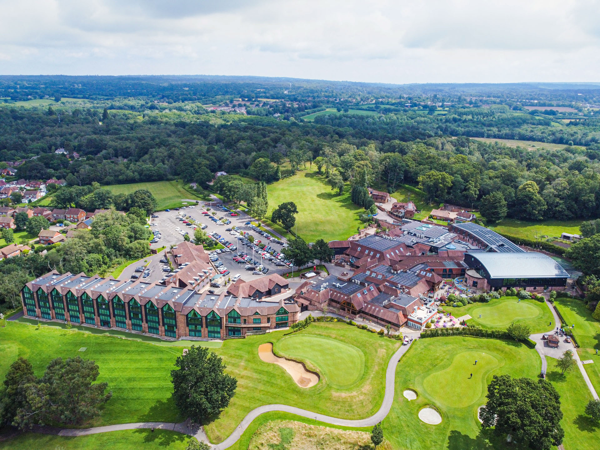 Aerial view of Old Thorns Hotel and Resort, Hampshire, England