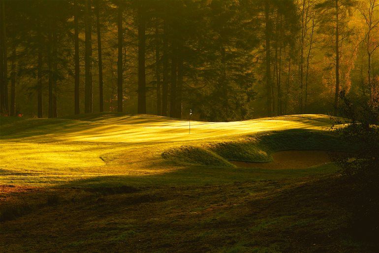 The fifth hole at Remedy Oak Golf Course, Dorset, England