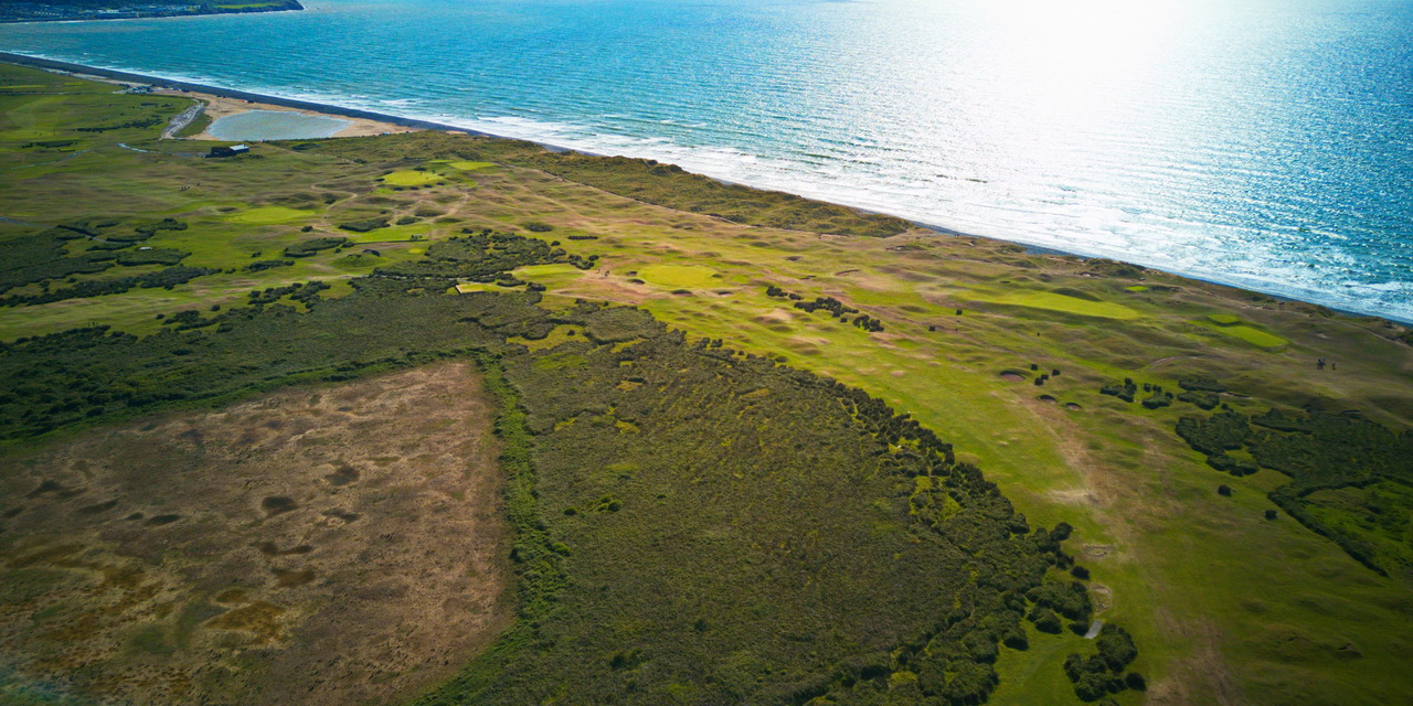 Aerial view of Royal North Devon Golf Club, United Kingdom