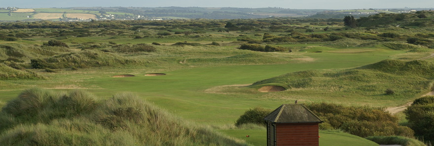 Down the fairway at Saunton Golf Club, Devon, United Kingdom