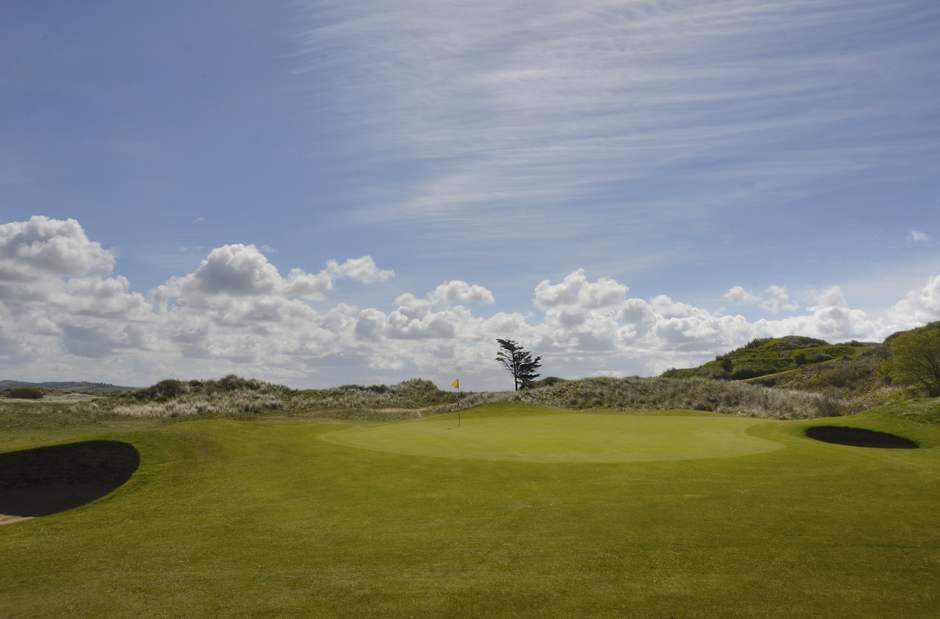 On the green at Saunton Golf Club, Devon, United Kingdom