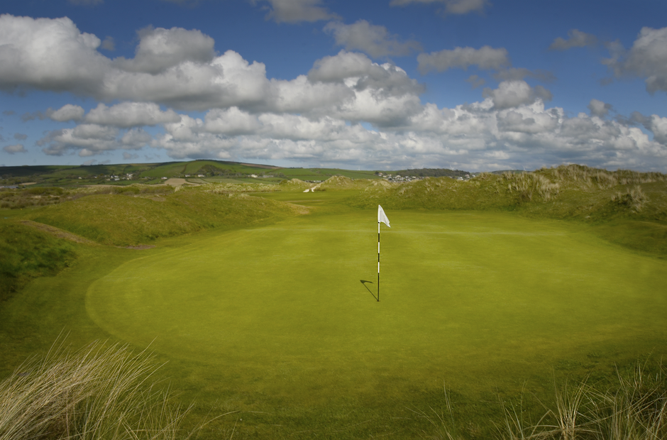 Immaculate green at Saunton Golf Club, Devon, United Kingdom
