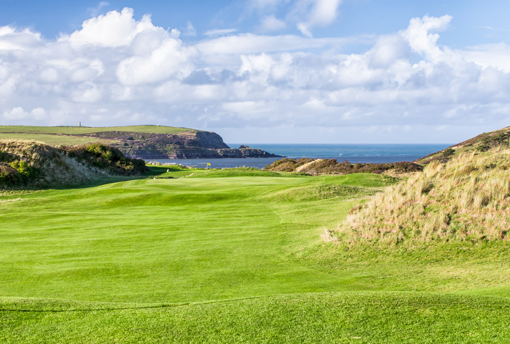 Fairway to the sea at St Enodoc Golf Club, Padstow, Cornwall, United Kingdom