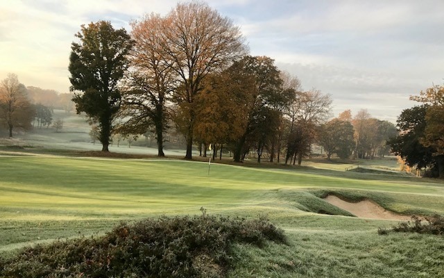 Morning mist over Stoneham Golf Club, Hampshire, England