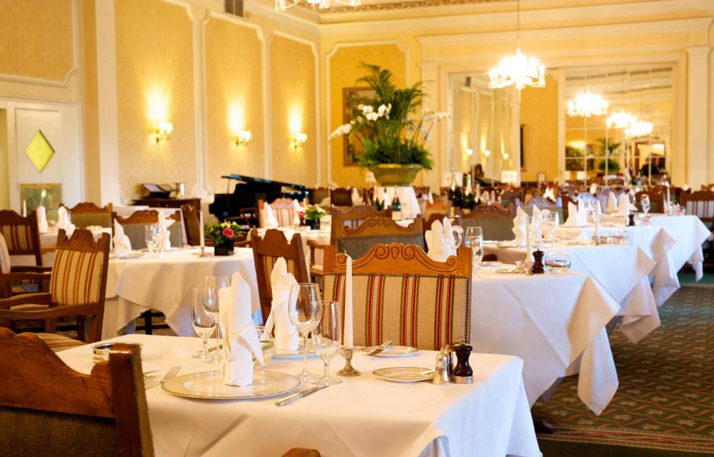 The main restaurant at The Grand Hotel Eastbourne, England