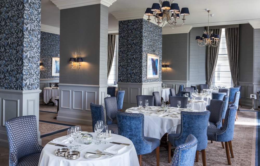 The gourmet dining room at The Grand Hotel Eastbourne, England