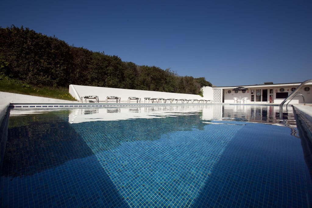 The outdoor swimming pool at Trevose Golf and Country Club, Padstow, England