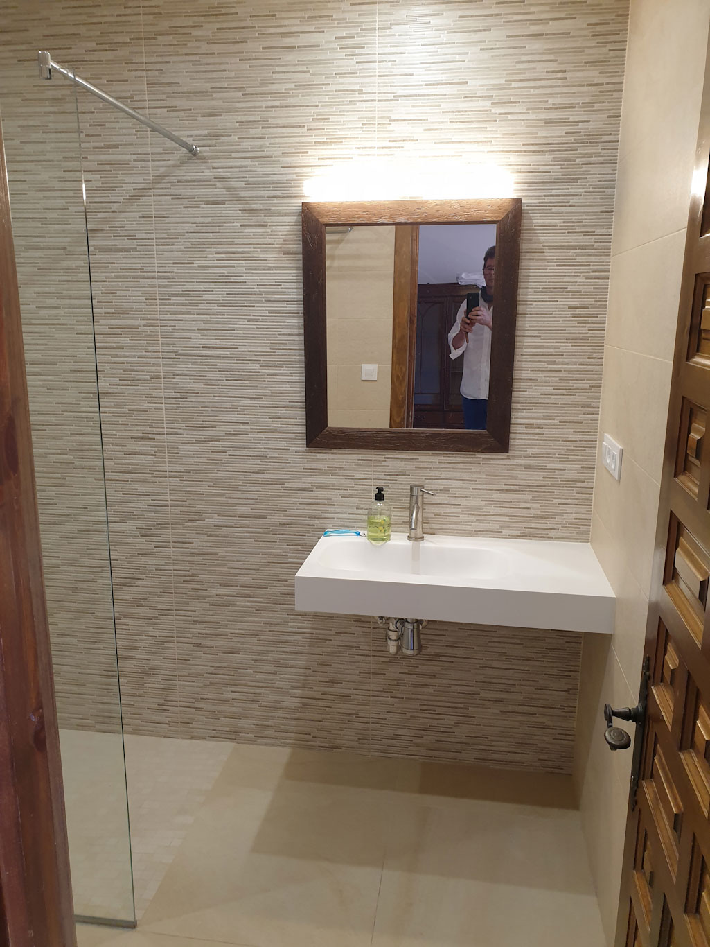 A shower room at Casa Agara, near Bilbao, Spain