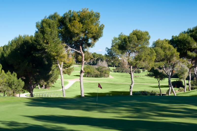On the green at Vilamartin Golf course, Alicante, Spain