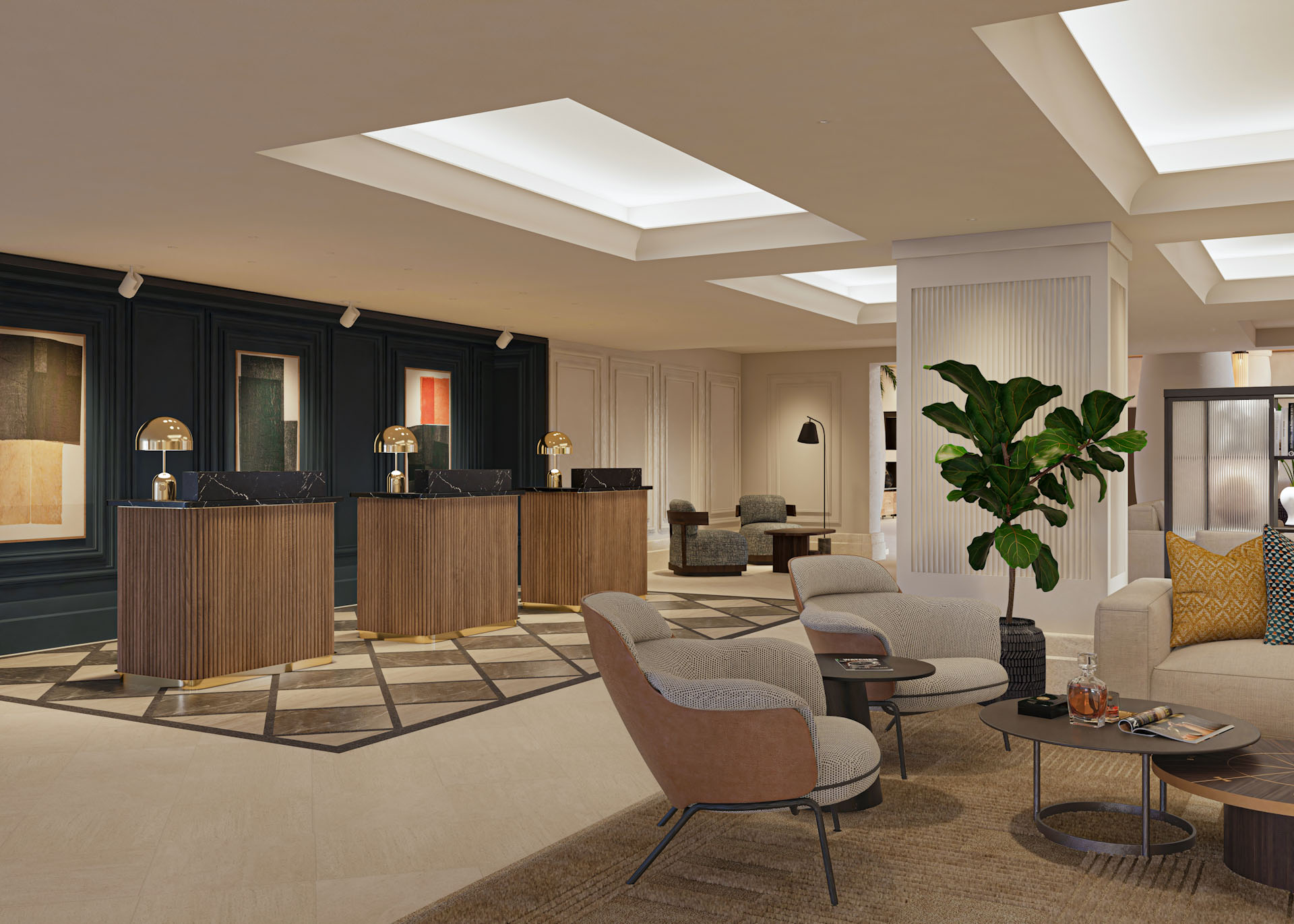 The reception area at La Manga Principe Felipe Hotel, Spain