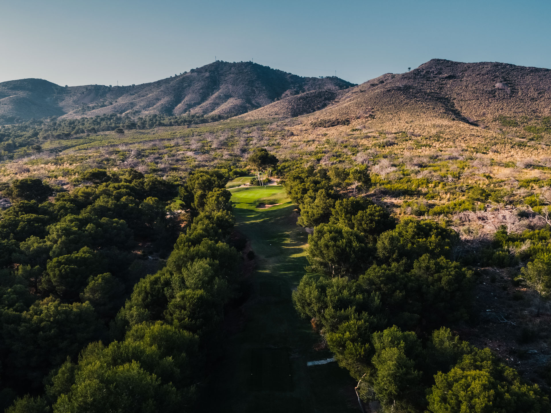 Through the trees on the 13th at La Manga West cxurse, Spain
