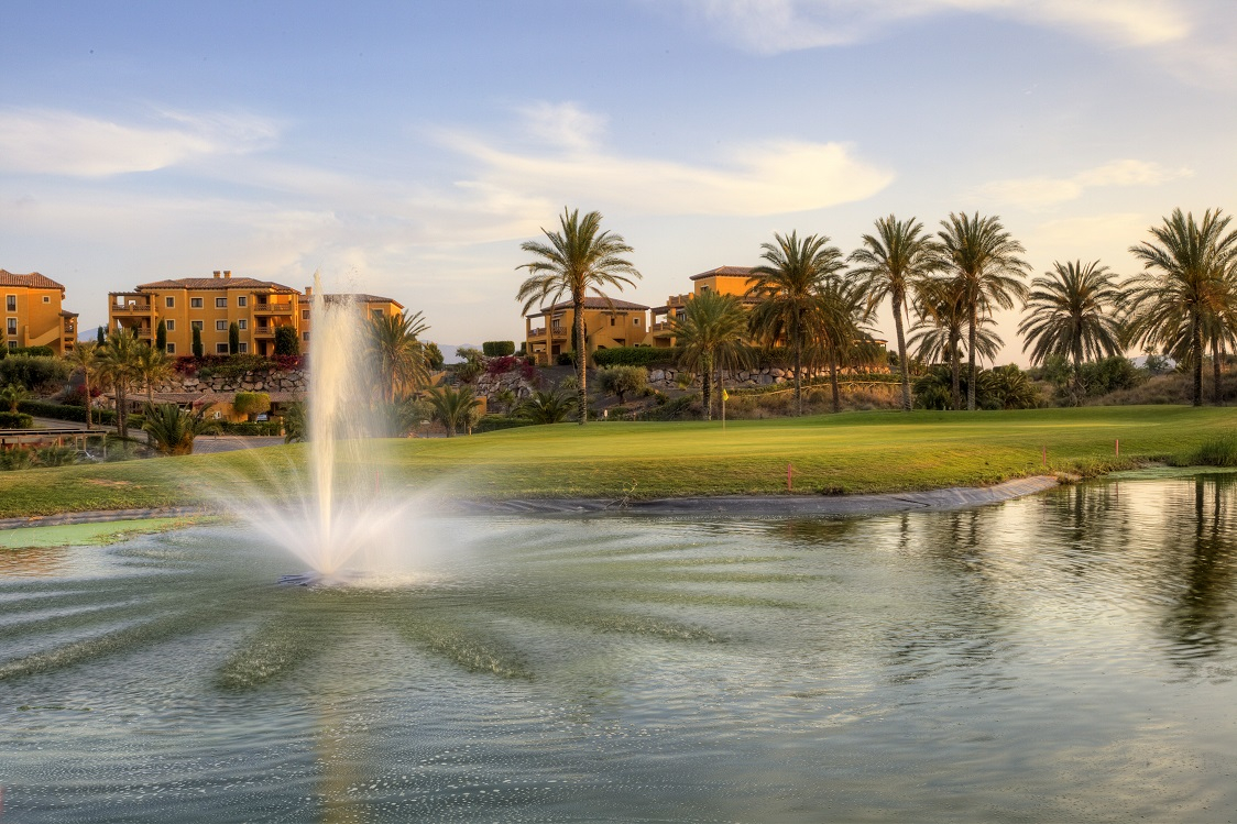 Approaching the green at Valle del Este Golf Course, Murcia, Spain