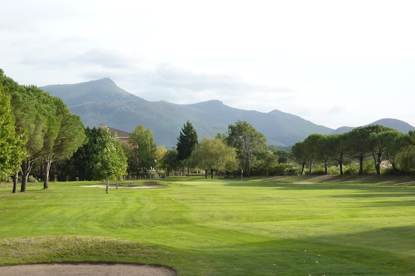 Towards the green at Chantaco Golf Club, Biarritz, south west France.