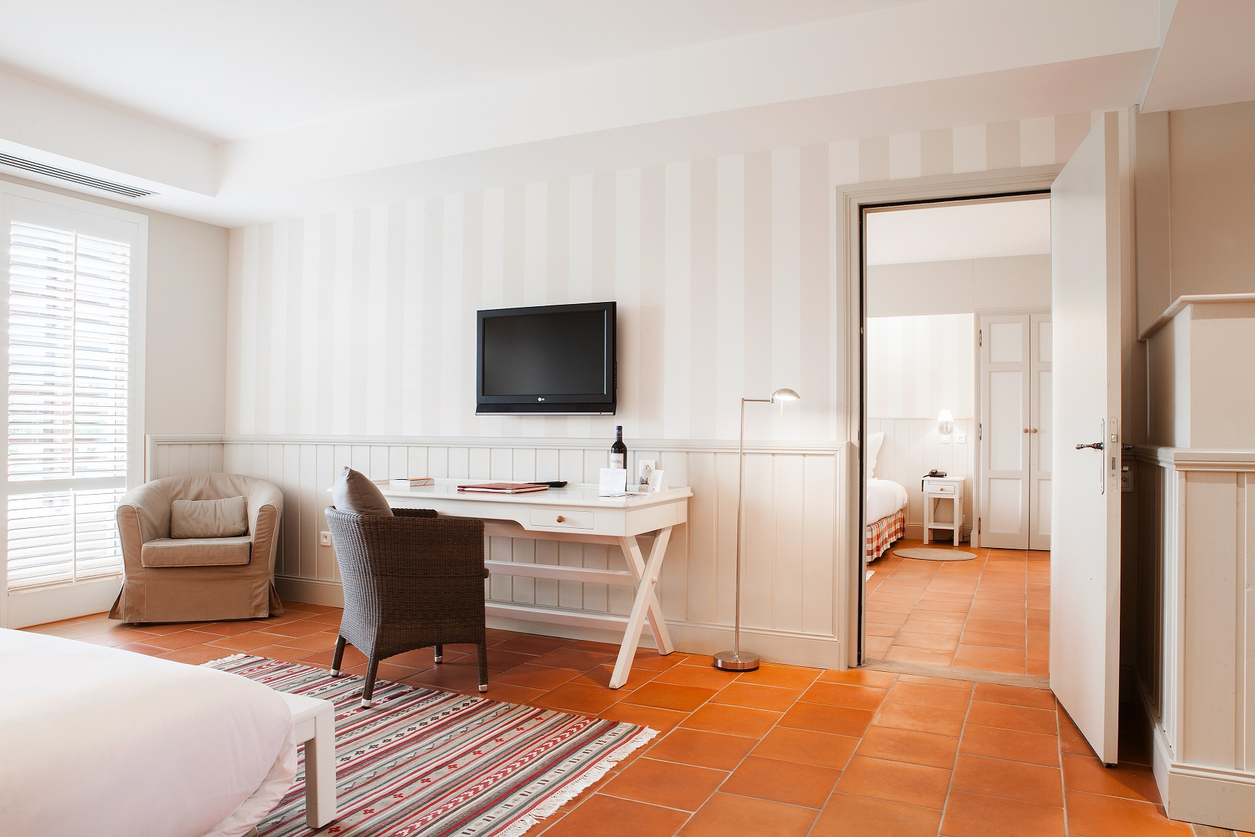 A superior room in the Relais at Chateau des Vigiers, Dordogne, France. Golf Planet Holidays.