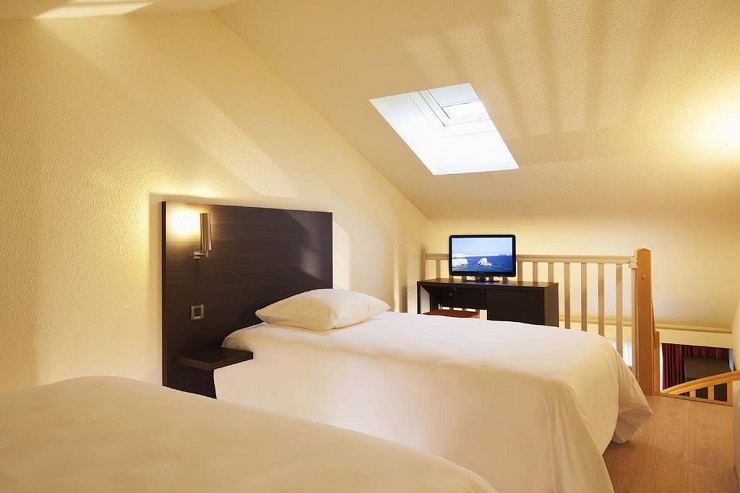 A duplex bedroom at the Escale Oceania Biarritz, south west France