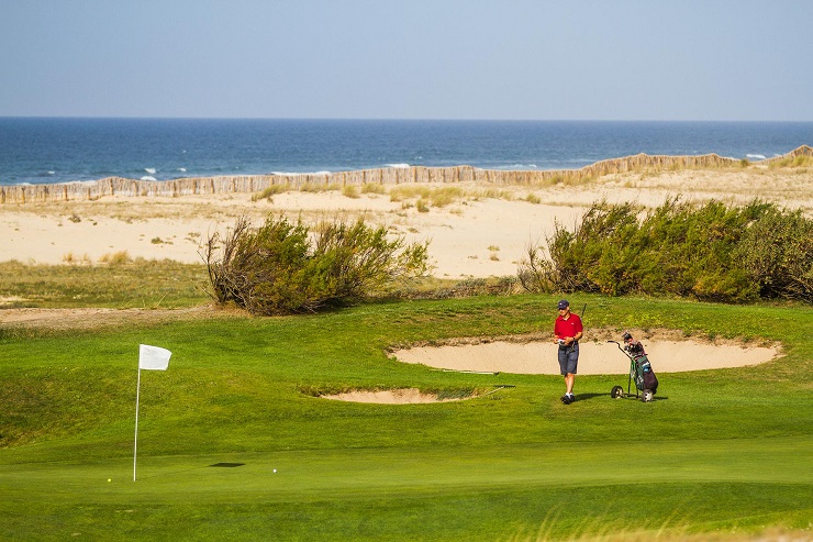 Beach backdrop at Moliets Golf Club, Biarritz, France