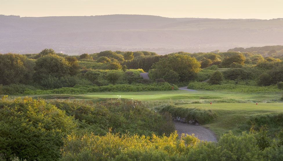 On the tee at Pyle and Kenfig Golf club Golf Course, Bridgend, Wales. Golf Planet Holidays