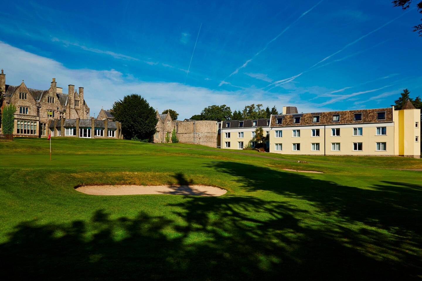 The 18th green at St Pierre Old course, Chepstow, England