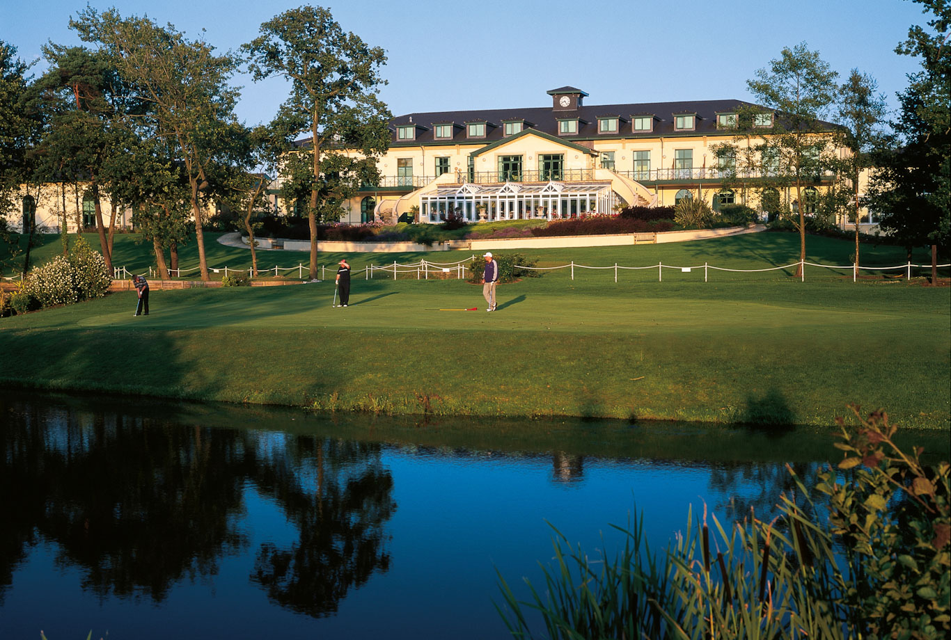The 18th green in front of the Vale Resort, Pontyclun, Wales