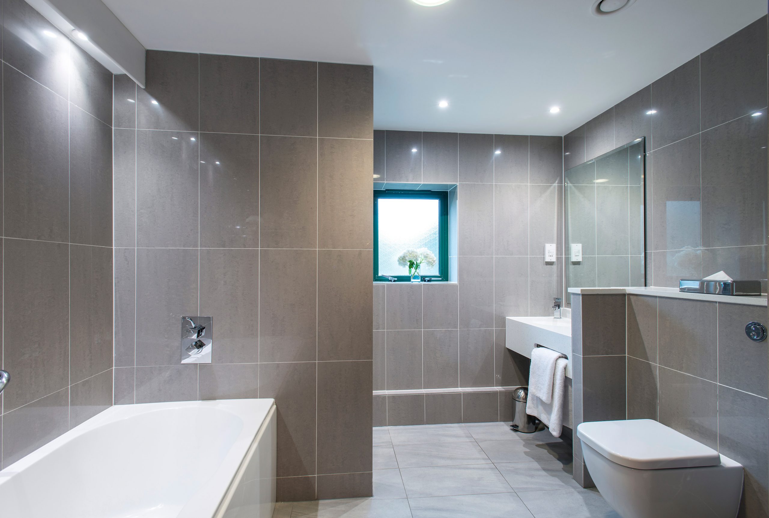 A hotel bathroom at The Vale Resort, Pontyclun, Wales