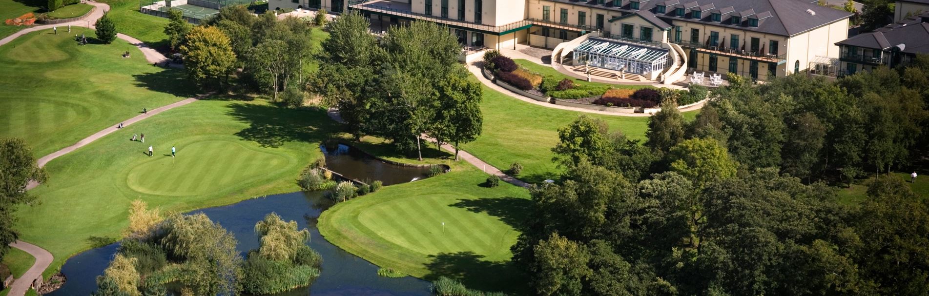 An aerial view of The Vale resort, Pontyclun, Wales