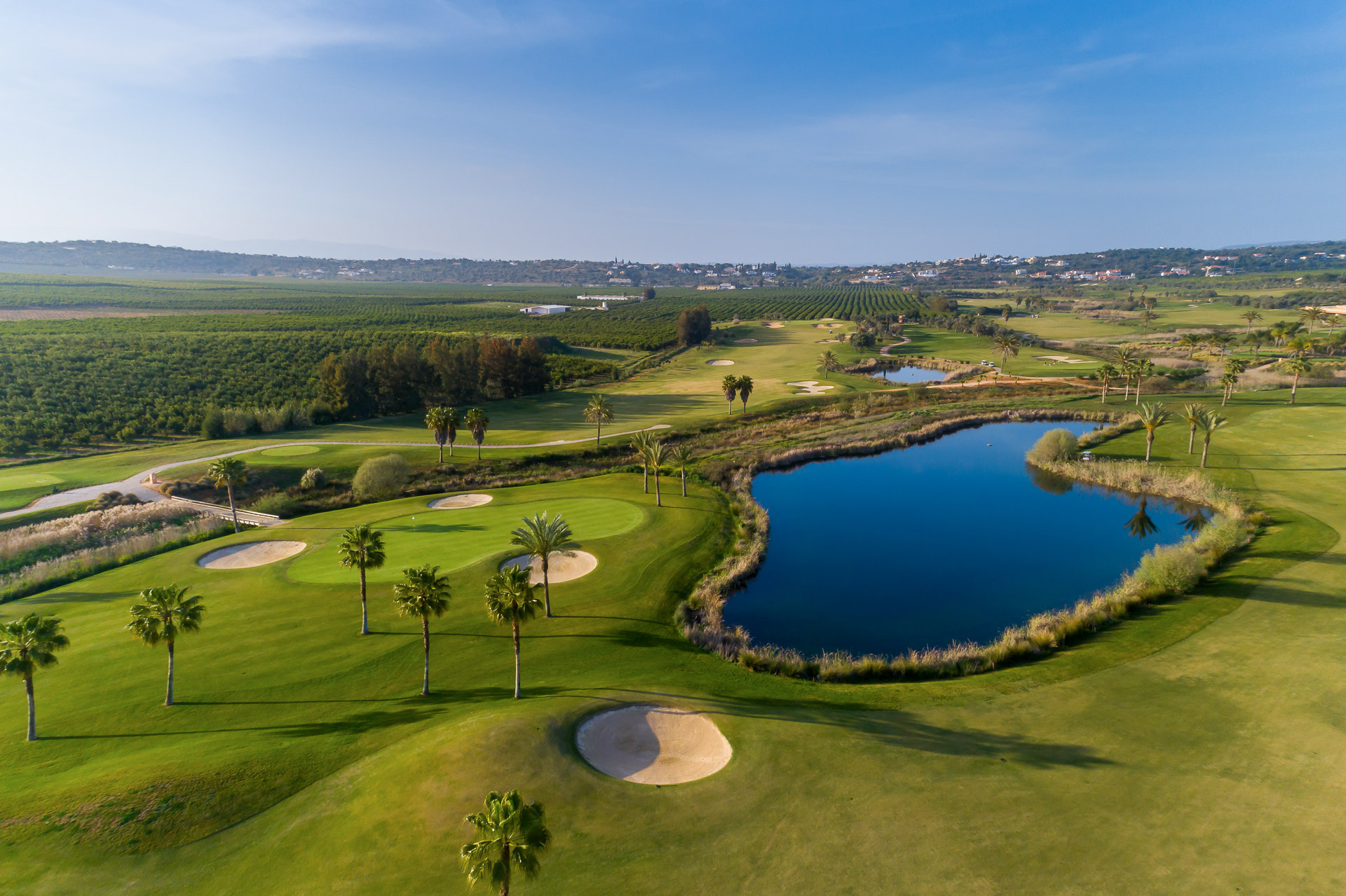 Bird's eye view of O'Connor Junior golf course at Amendoeira Resort on the Algarve, Portugal. Golf Planet Holidays.