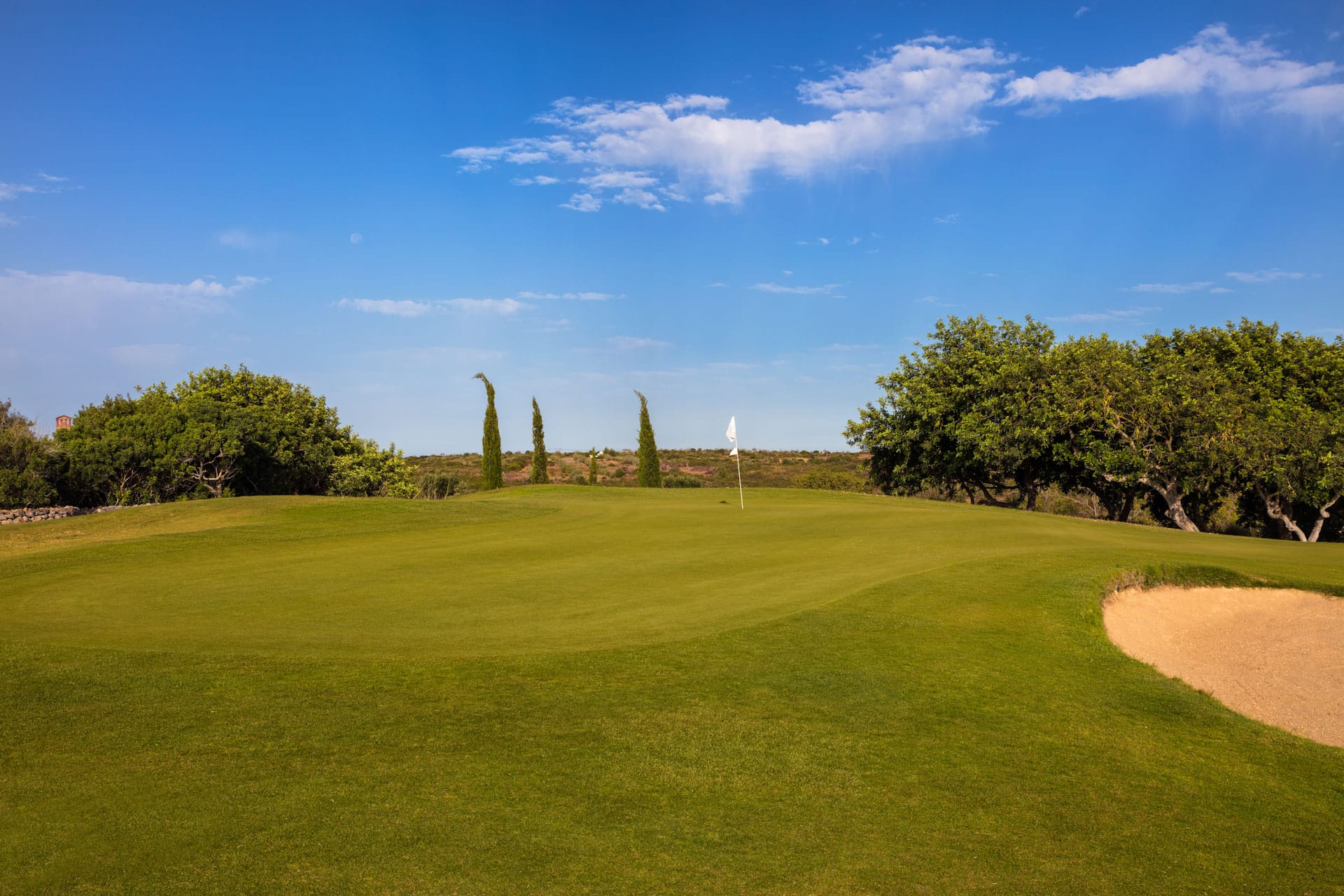 On the green at Espiche Golf Club, Lagos, Portugal. Golf Planet Holidays