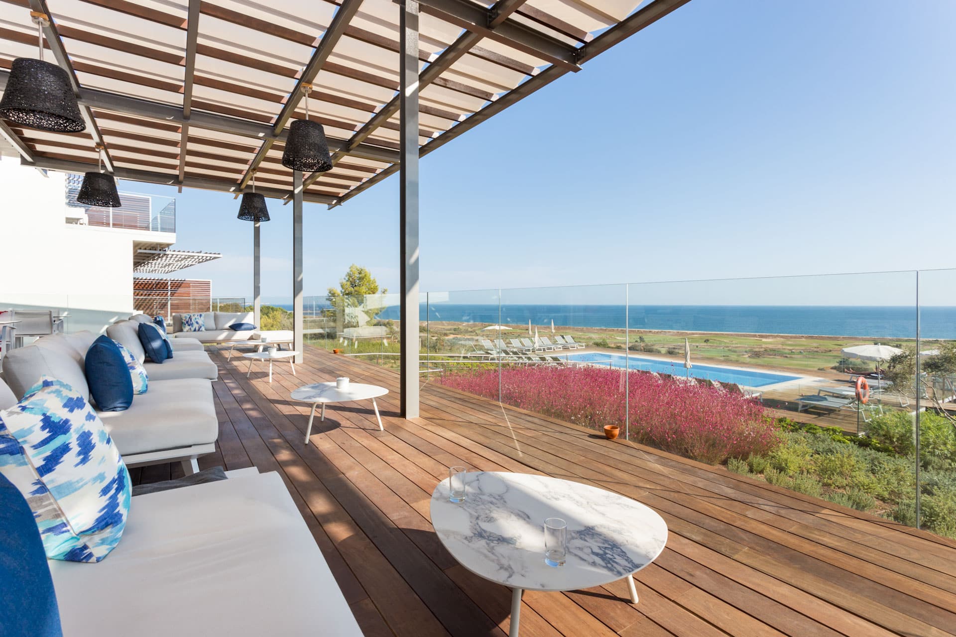 The terrace at Palmares Beach House Hotel, Lagos, Portugal