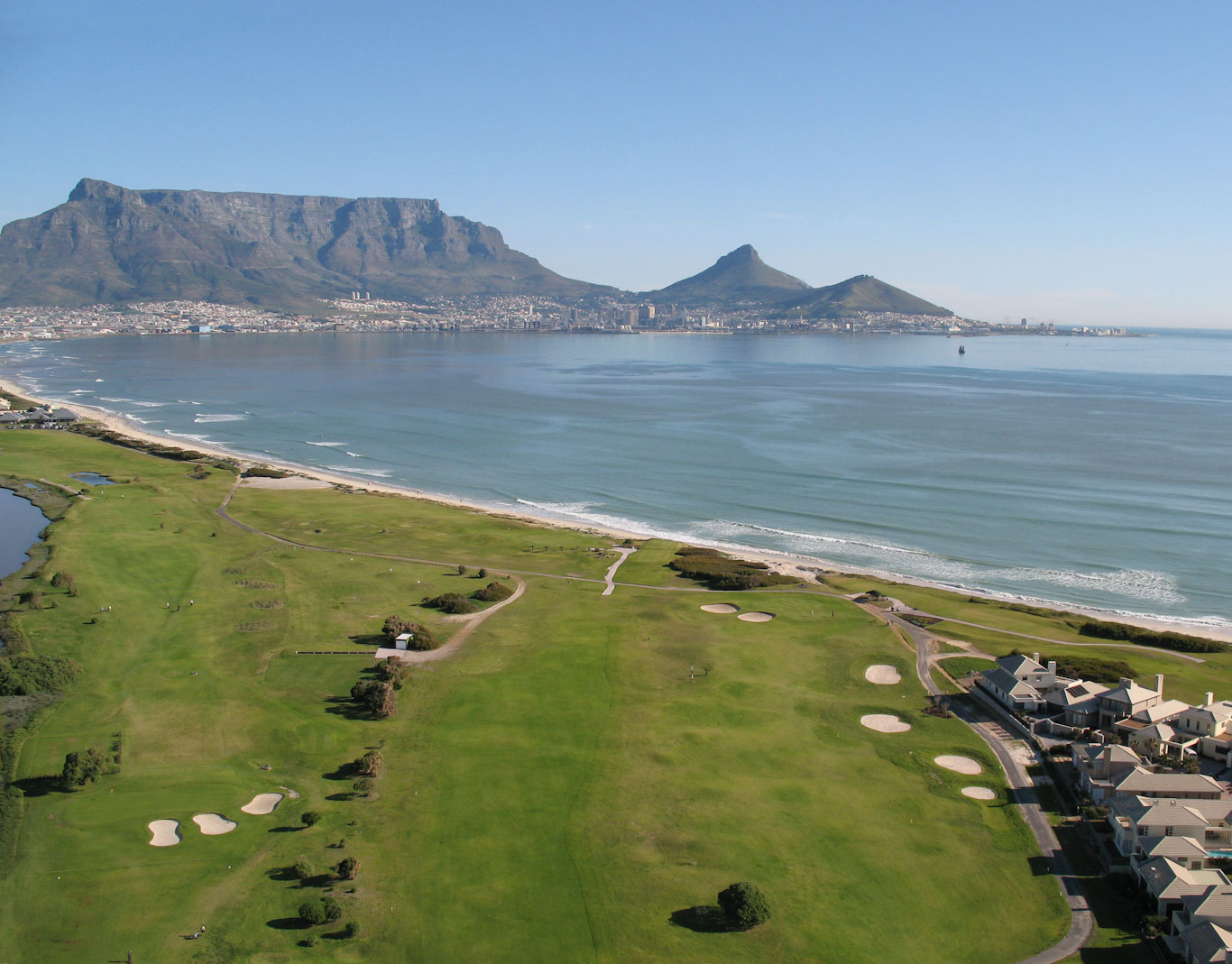 The 16th and 4th holes at Milnerton Golf Club, Cape Town, South Africa