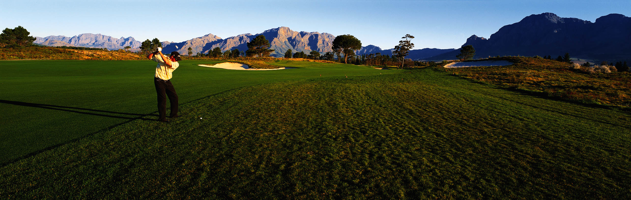 Hitting from the rough on Pearl Valley Golf course, Paarl, South Africa