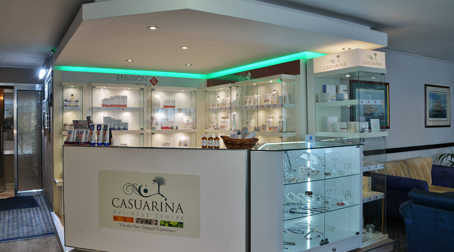 The entrance to the spa at The Commodore Hotel, Cape Town, South Africa. Golf Planet Holidays.